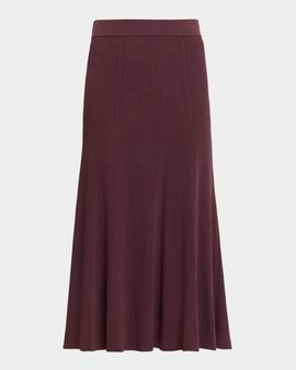 Misook Rib Knit A-Line Midi Skirt