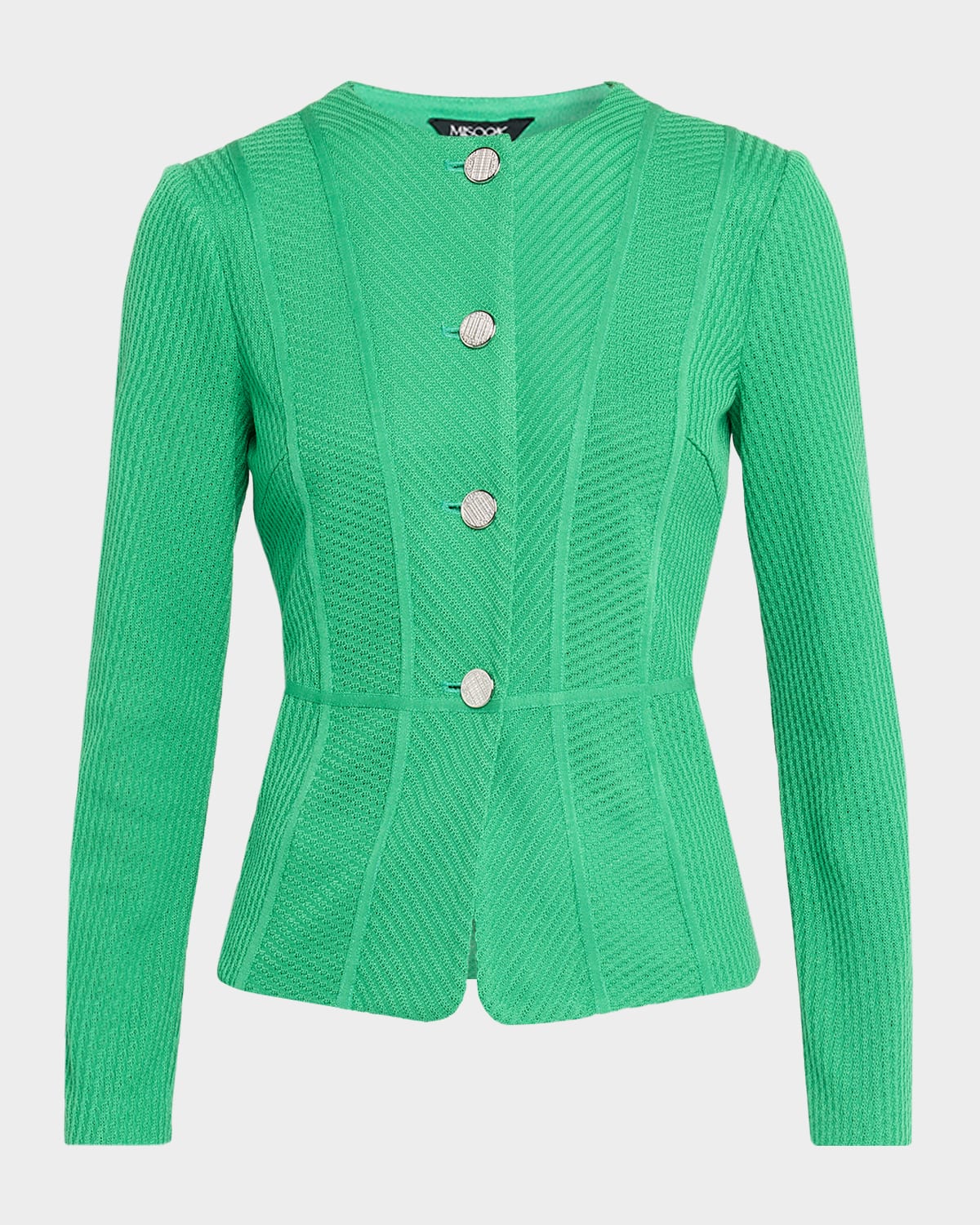 Misook Ribbed Single-Breasted Jacket