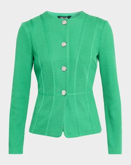 Misook Ribbed Single-Breasted Jacket