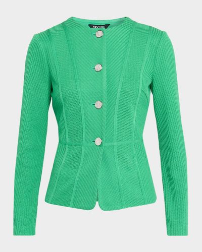 Misook Ribbed Single-Breasted Jacket