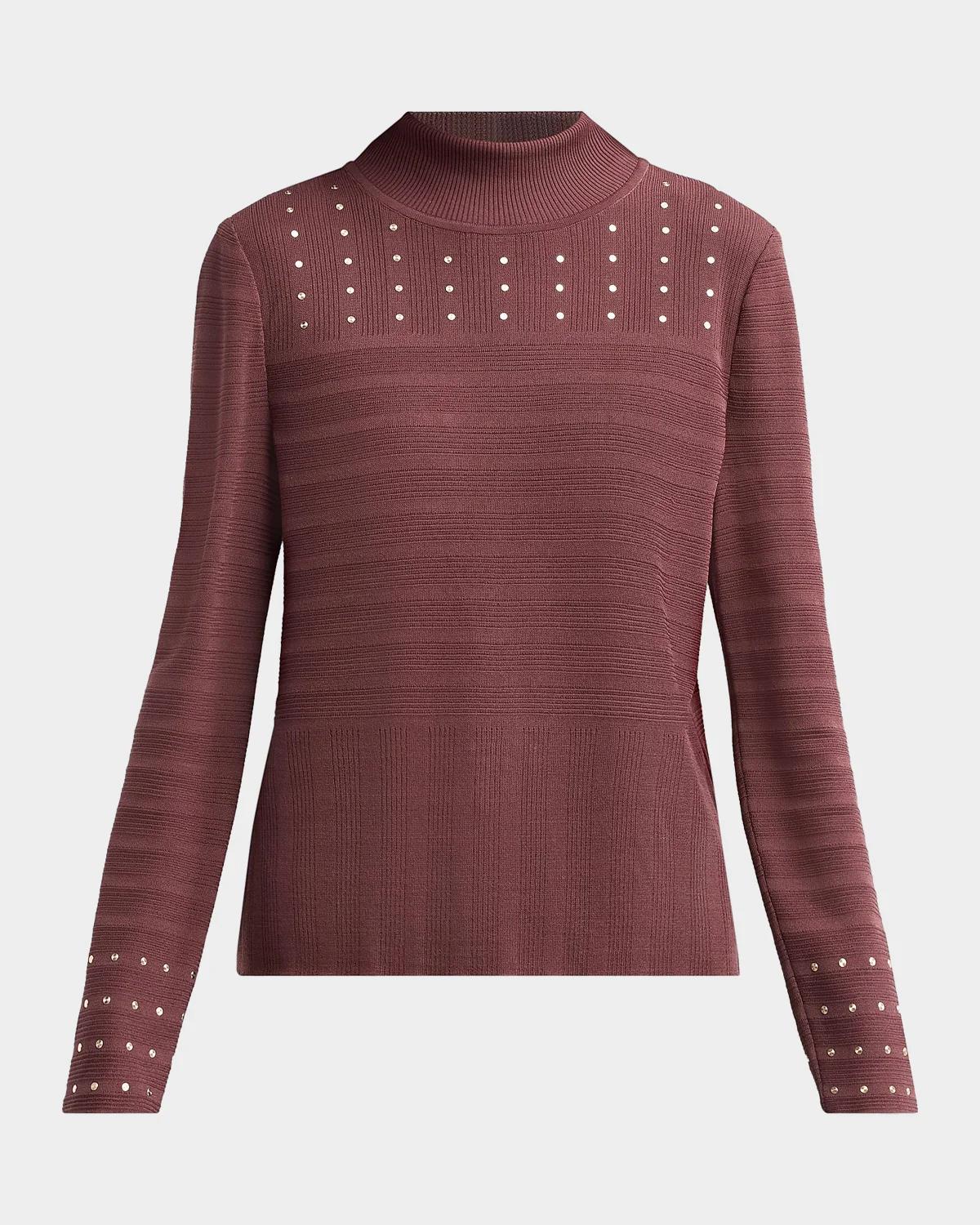 Misook Sequin Mock Turtleneck Top