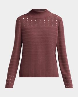 Misook Sequin Mock Turtleneck Top