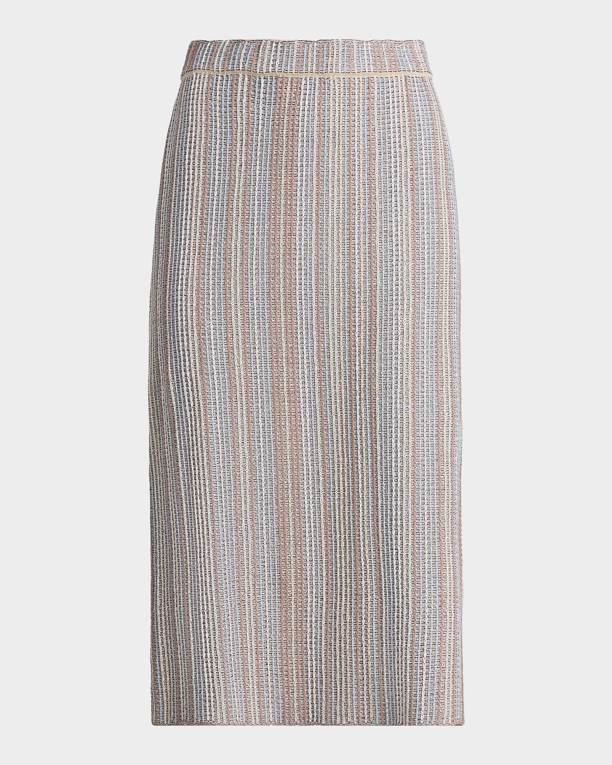 Misook Striped Knit Pencil Midi Skirt