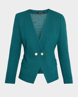 Misook Tailored Double-Breasted Knit Jacket