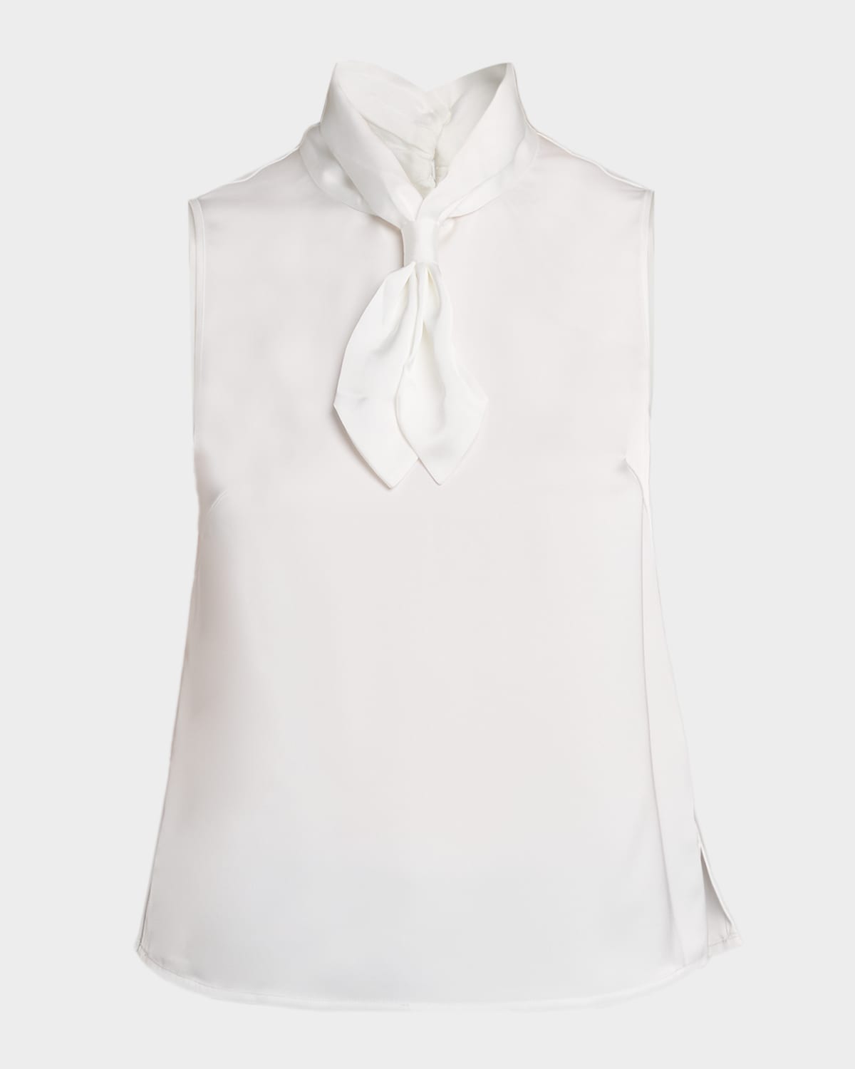 Misook Tie-Neck Sleeveless Crepe De Chine Blouse