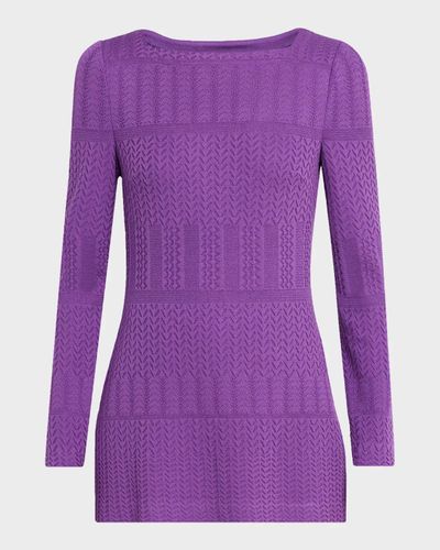 Misook Tonal Multi-Stitch Soft Knit Tunic Top