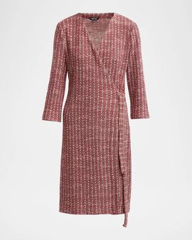 Misook Tweed Jacquard Mini Wrap Dress
