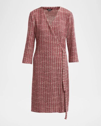Misook Tweed Jacquard Mini Wrap Dress