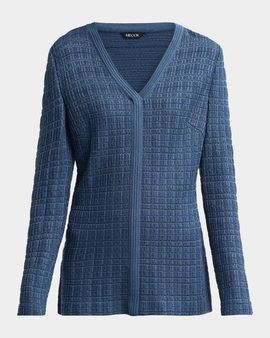 Misook V-Neck Textural Knit Tunic