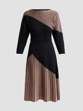 Misook Women's Colorblocked Knit Midi Dress