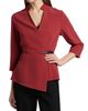 Misook Women's Crepe Side Buckle Wrap Blouse - 3