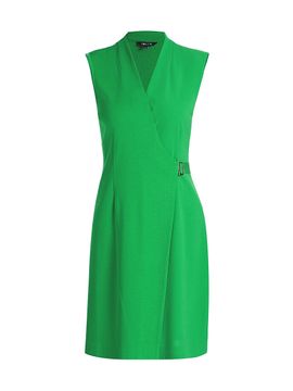 Misook Women's Faux-Wrap Sheath Minidress
