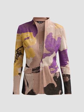 Misook Women's Floral Jacquard Knit Jacket