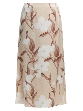 Misook Women's Floral Silk Midi-Skirt
