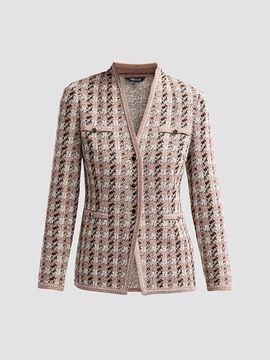 Misook Women's Houndstooth Tailored Tweed Knit Jacket