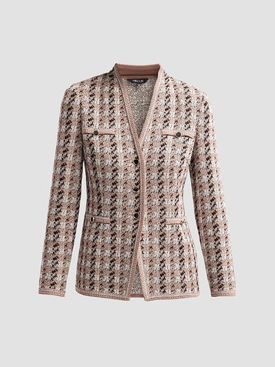 Misook Women's Houndstooth Tailored Tweed Knit Jacket