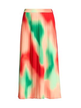 Misook Women's Pleated Printed Crêpe Maxi Skirt