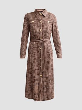 Misook Women's Tweed Knit Belted Midi Dress