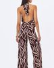 Miss Circle Miss Circle Ashlyn Abstract Zebra Print Belted Halter Jumpsuit - 1