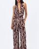 Miss Circle Miss Circle Ashlyn Abstract Zebra Print Belted Halter Jumpsuit - 2
