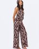 Miss Circle Miss Circle Ashlyn Abstract Zebra Print Belted Halter Jumpsuit - 4