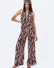 Miss Circle Miss Circle Ashlyn Abstract Zebra Print Belted Halter Jumpsuit - 5