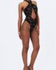 Miss Circle Miss Circle Breanna Velvet Lace Crossover Halter Swimsuit in Black, Women's at Urban Outfitters - 3