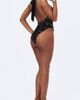 Miss Circle Miss Circle Breanna Velvet Lace Crossover Halter Swimsuit in Black, Women's at Urban Outfitters - 4