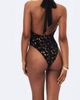 Miss Circle Miss Circle Breanna Velvet Lace Crossover Halter Swimsuit in Black, Women's at Urban Outfitters - 5