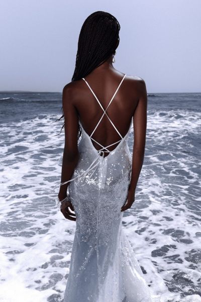 Miss Circle Miss Circle Cameron Sequin Scoop Neck Mermaid Maxi Dress in White, Women's at Urban Outfitters