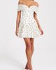 Miss Circle Miss Circle Edeline Polka Dot Off-The-Shoulder Pleated Mini Dress in White, Women's at Urban Outfitters - 2
