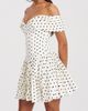 Miss Circle Miss Circle Edeline Polka Dot Off-The-Shoulder Pleated Mini Dress in White, Women's at Urban Outfitters - 3
