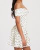 Miss Circle Miss Circle Edeline Polka Dot Off-The-Shoulder Pleated Mini Dress in White, Women's at Urban Outfitters - 4