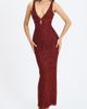 Miss Circle Miss Circle Elora Sequin Beaded Keyhole Maxi Dress in Red, Women's at Urban Outfitters - 2