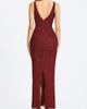 Miss Circle Miss Circle Elora Sequin Beaded Keyhole Maxi Dress in Red, Women's at Urban Outfitters - 4