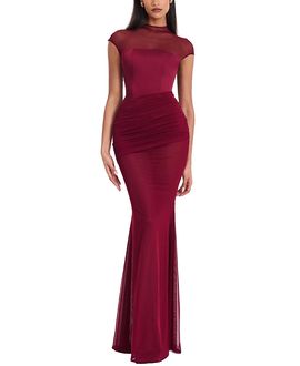 Miss Circle Miss Circle Fabienne Mesh Cap Sleeve Mermaid Gown