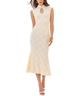 Miss Circle Miss Circle Garcelle Brushed Lace Keyhole Mermaid Midi Dress