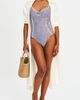 Miss Circle Miss Circle Gigi Gingham Lace Strap Backless Swimsuit in Blue, Women's at Urban Outfitters - 2