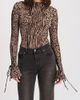 Miss Circle Miss Circle Ibera Animal Print Burnout Velvet Bodysuit in Brass, Women's at Urban Outfitters - 1