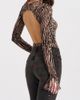 Miss Circle Miss Circle Ibera Animal Print Burnout Velvet Bodysuit in Brass, Women's at Urban Outfitters - 4