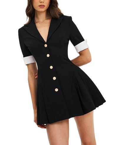 Miss Circle Miss Circle Ilitha Woven Crepe Pleated Mini Blazer Dress