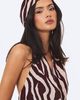 Miss Circle Miss Circle Jolynn Abstract Zebra Print Head Scarf in Burgundy/Beige, Women's at Urban Outfitters - 1