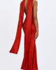 Miss Circle Miss Circle Kelsey Croc-Embossed Maxi Dress with Scarf in Scarlet, Women's at Urban Outfitters - 4