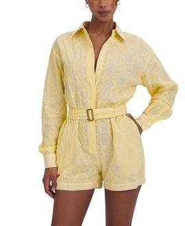 Miss Circle Miss Circle Malou Embroidered Poplin Belted Shirt Romper