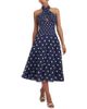 Miss Circle Miss Circle Nuri Polka Dot Ramie Crossover Halter A-Line Midi Dress - 1