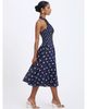 Miss Circle Miss Circle Nuri Polka Dot Ramie Crossover Halter A-Line Midi Dress - 5