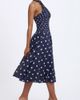 Miss Circle Miss Circle Nuri Polka Dot Ramie Crossover Halter A-Line Midi Dress in Navy, Women's at Urban Outfitters - 4