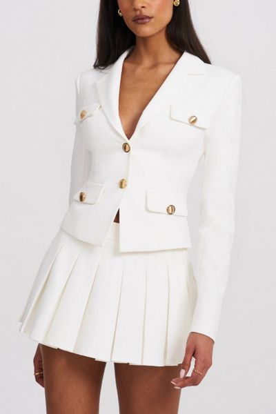 Miss Circle Oakley Preppy Blazer Jacket In White