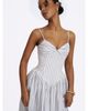 Miss Circle Miss Circle Olea Striped Cotton Poplin Ruched Midi Dress - 6