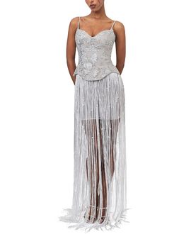 Miss Circle Miss Circle Olisa Beaded Peplum Tassel Maxi Dress